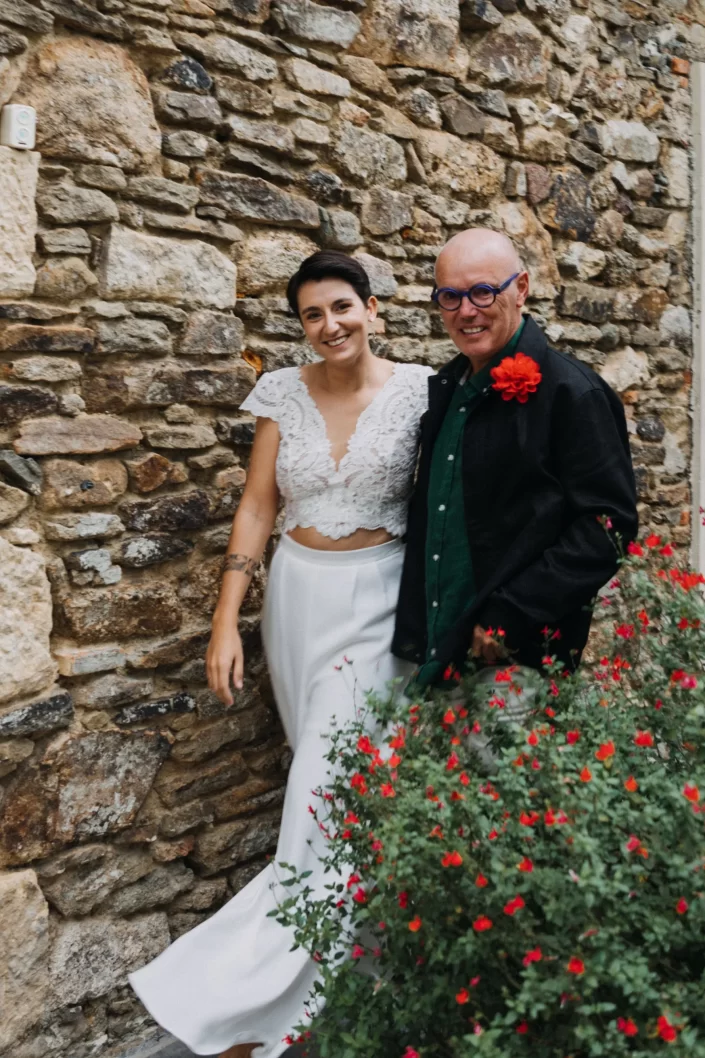La mariée avec son père - Mariage domaine du Bois Menias